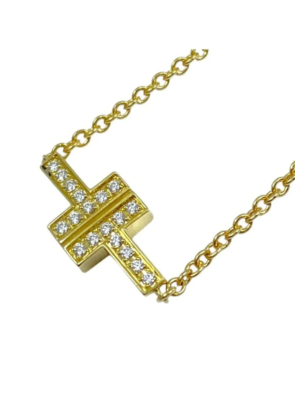 Tiffany & Co T Two Double Chain Accessory 18k Diamond Yellow Gold Bracelet